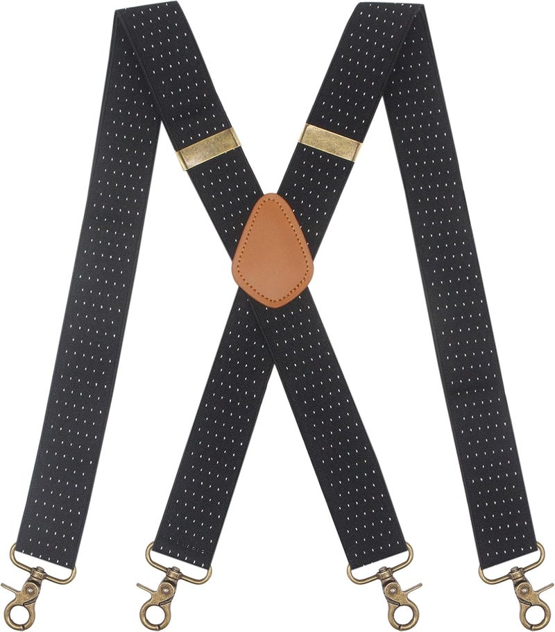 Timiot Mens Suspender 4 Swivel Strong Hooks Adjustable Braces Elastic Comfortable X Style Heavy Duty Strap - Image 1